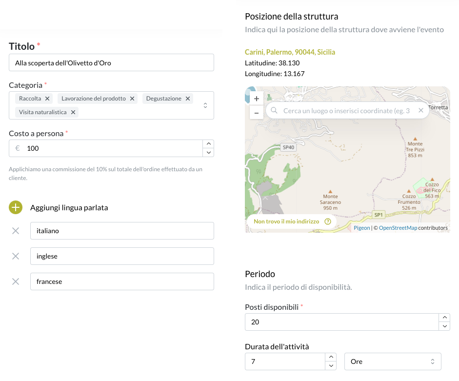 Gestisci le tue esperienze in modo intuitivo