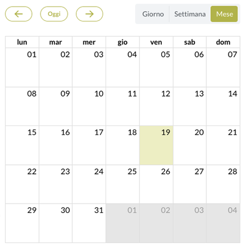 Calendario degli eventi